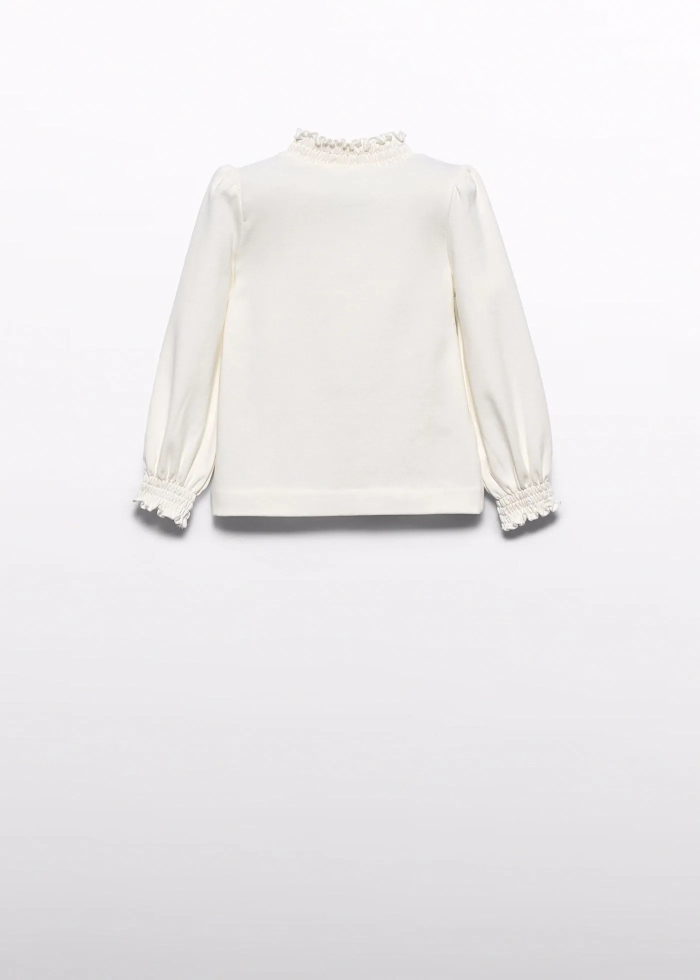 Abel & Lula Ruffled Neck Sweater in Off White