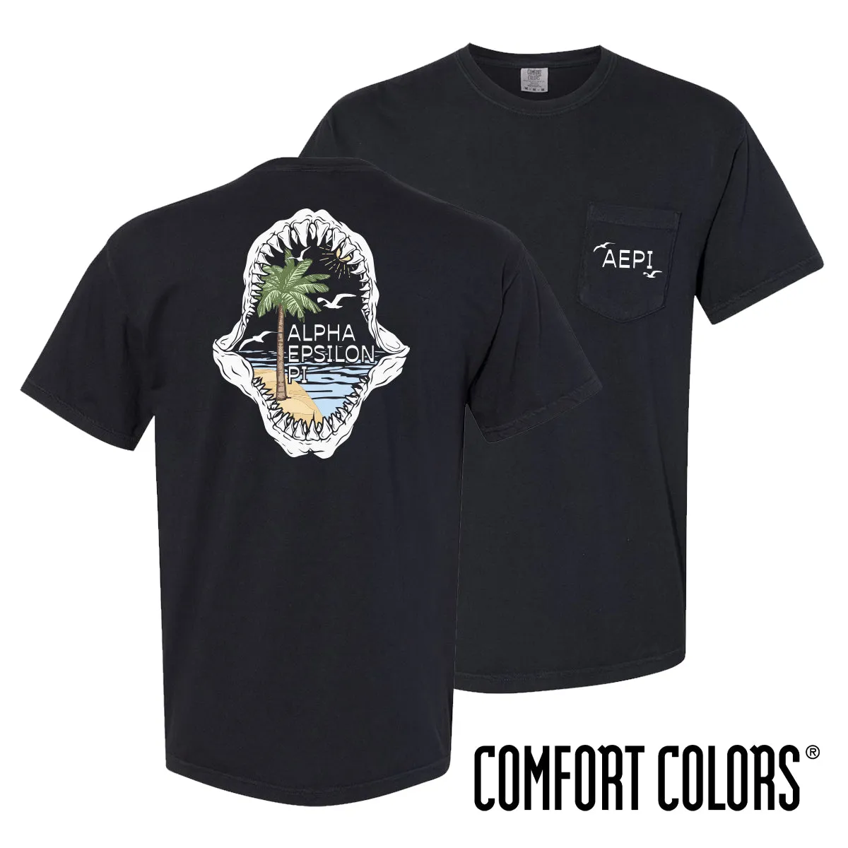 AEPi Comfort Colors Shark Bite Black Short Sleeve Pocket Tee