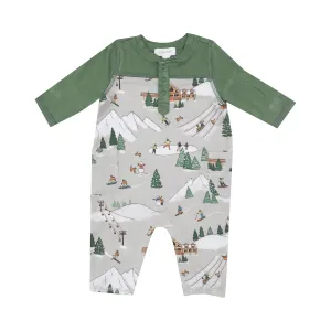 ANG Winter Fun Skiers Romper with Contrast Sleeve