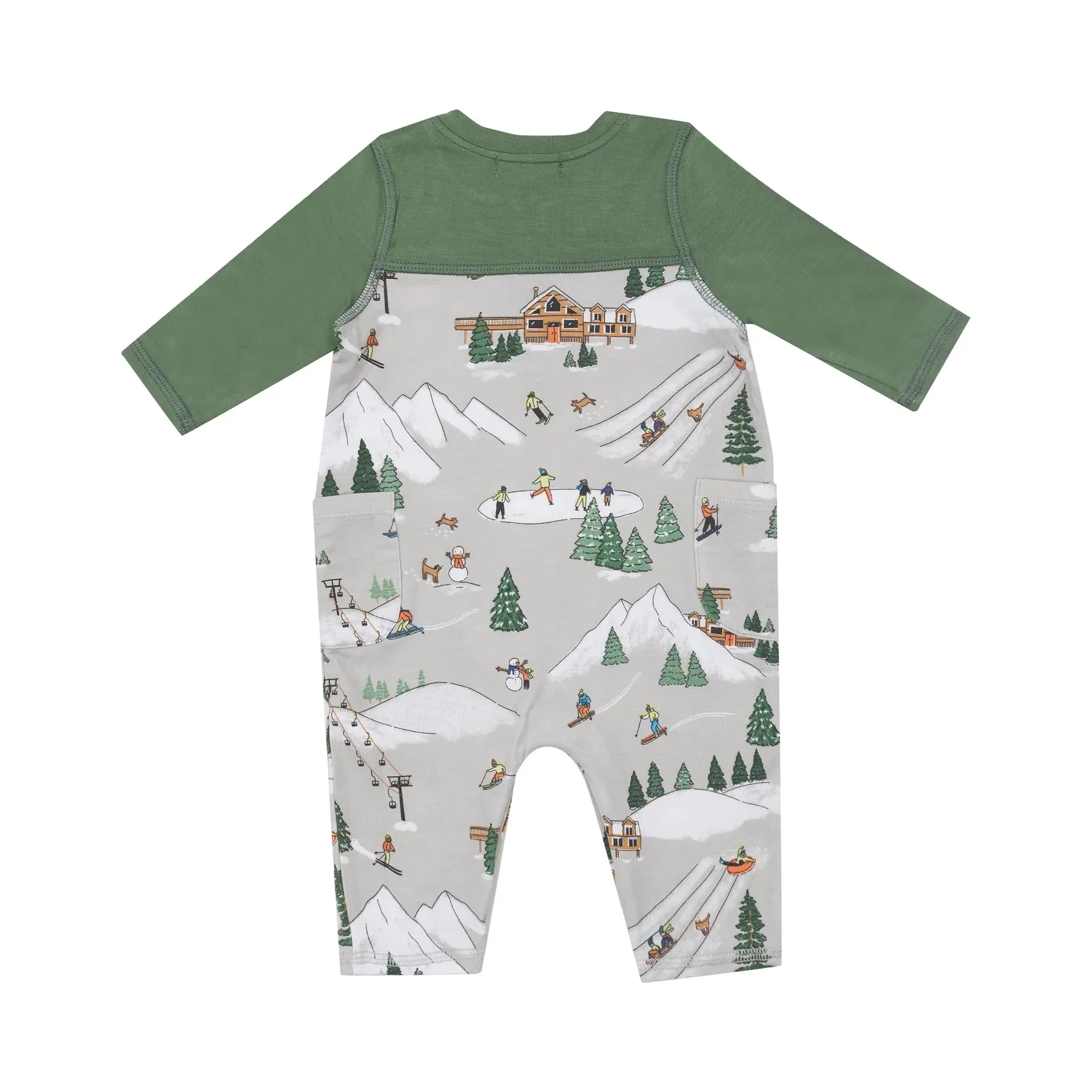 ANG Winter Fun Skiers Romper with Contrast Sleeve