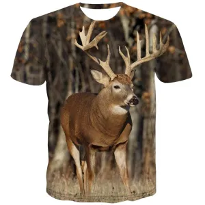 Animal T shirts Men Christmas T-shirts 3d Forest Tshirts Casual Short Sleeve