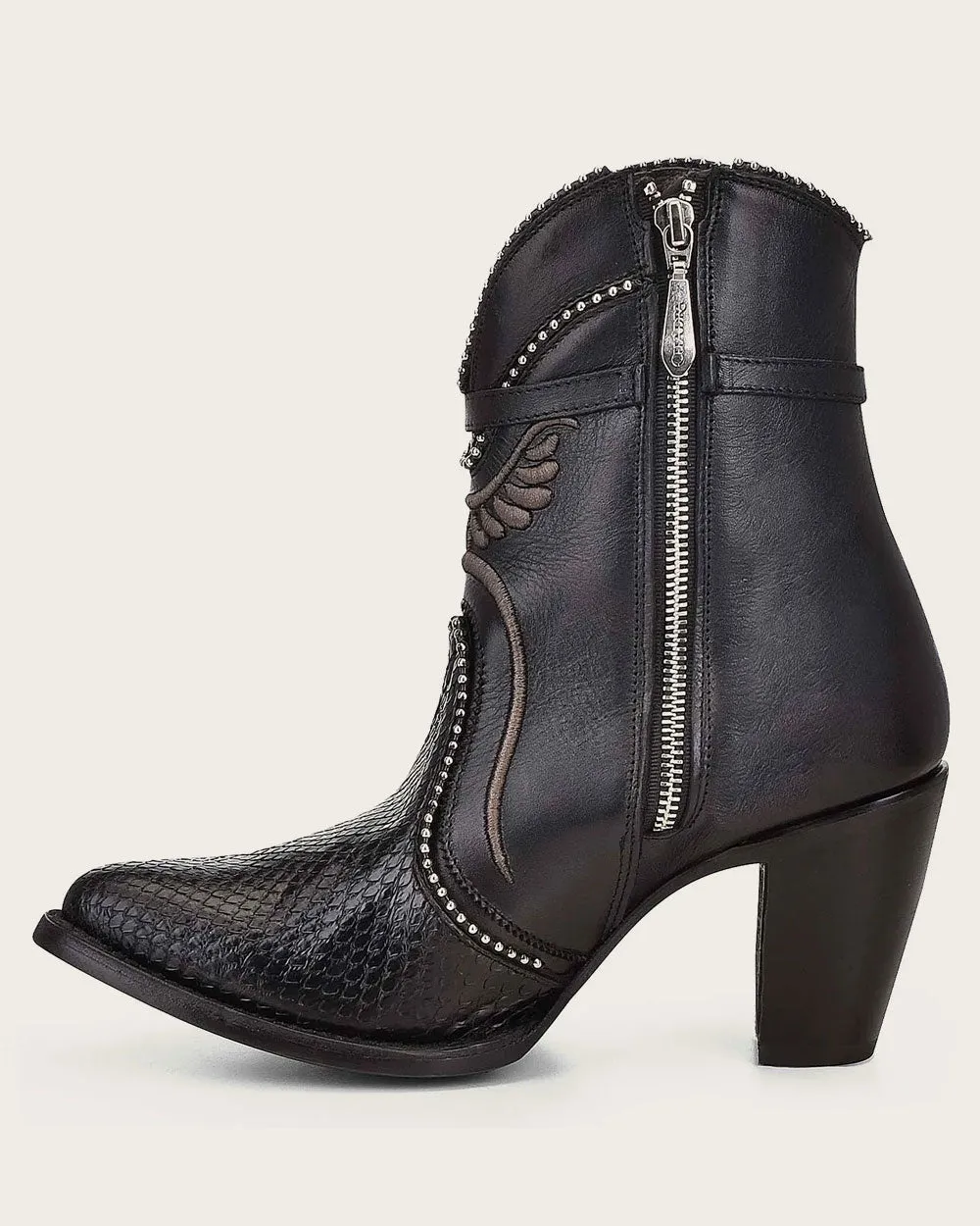 Ankle black python bootie