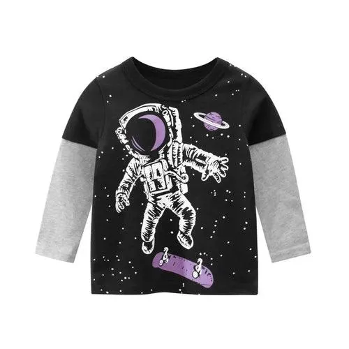 Autumn New Cartoon Astronaut T-shirts