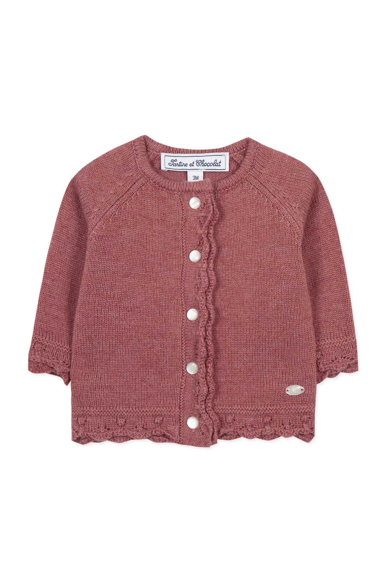 BABY ECOLE BUISSSONNIERE CARDIGAN7 - framboise chiné