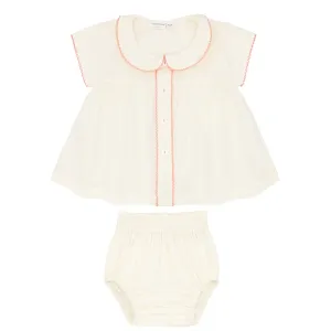 baby girls crème collared bloomer set