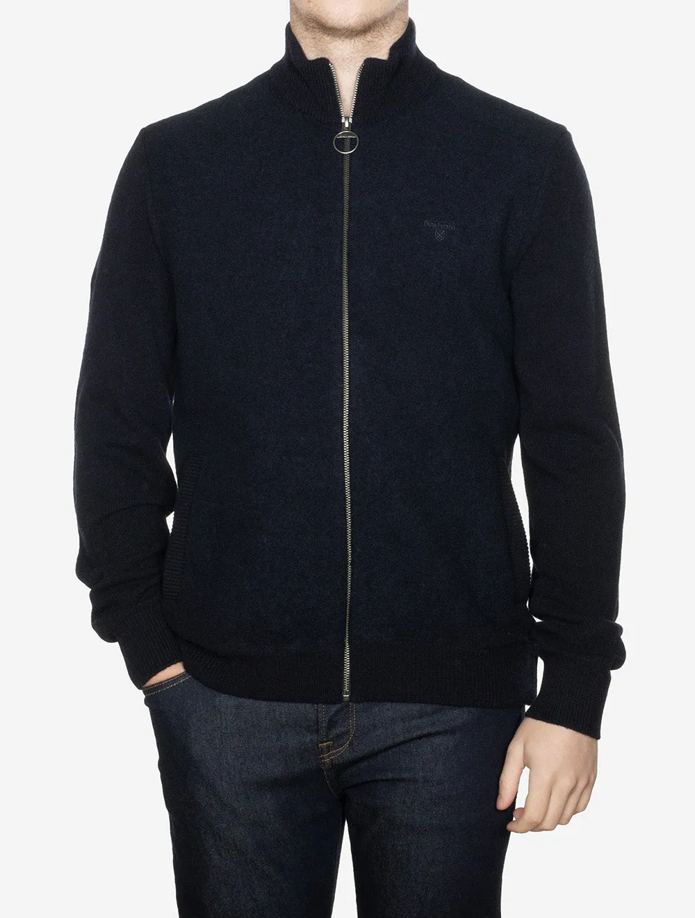 Balwen Zip Through Knitted Jumper Sapphire Navy