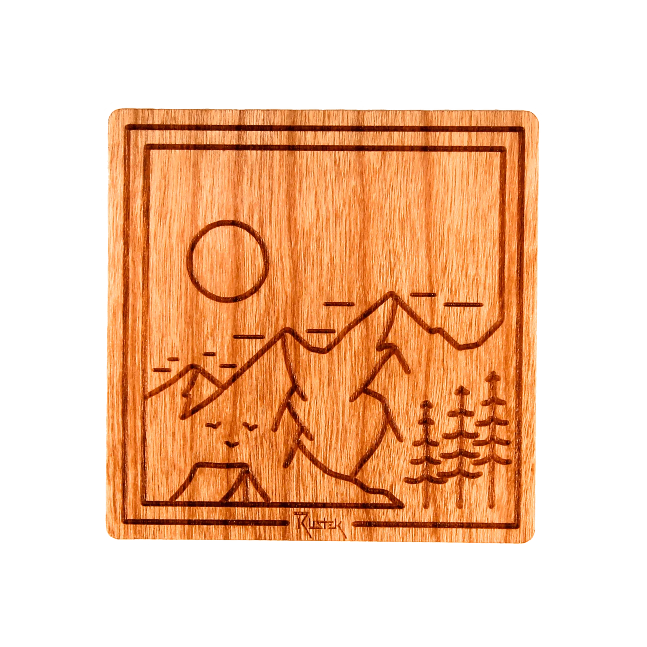 Base Camp Square Wood Sticker