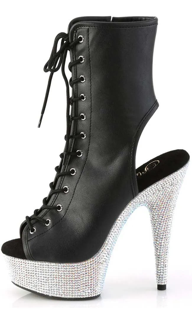 BEJEWELED-1016-6 Black & Silver Rhinestone Boots