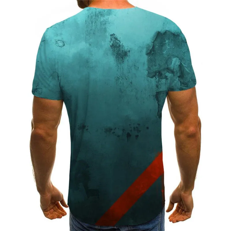 Blue wall texture t shirts Casual special texture man Cool different art costume