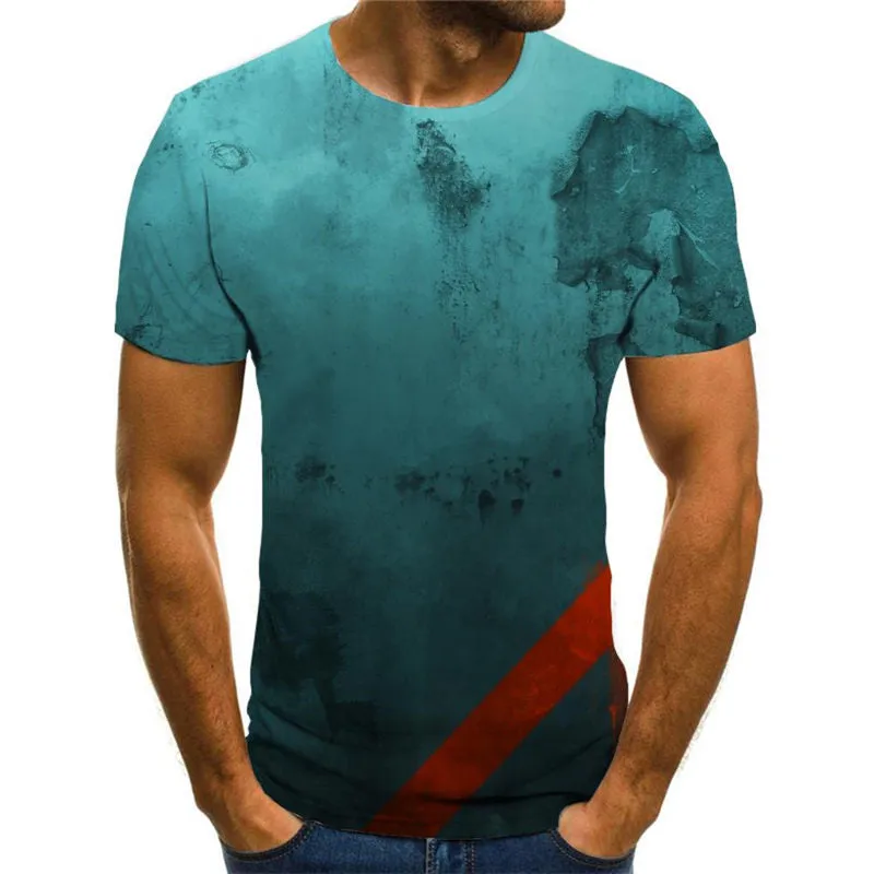 Blue wall texture t shirts Casual special texture man Cool different art costume