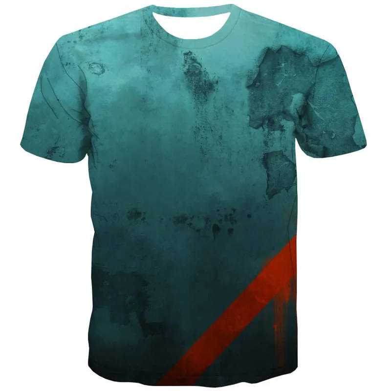 Blue wall texture t shirts Casual special texture man Cool different art costume