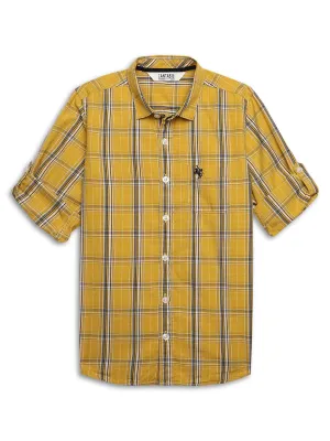 Boys Casual Mustard Full Sleeve with Tab  Shirt