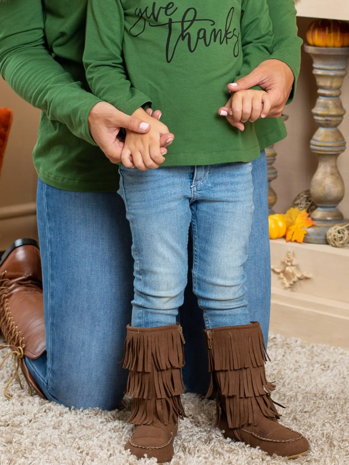 BROWN FRINGE BOOTS