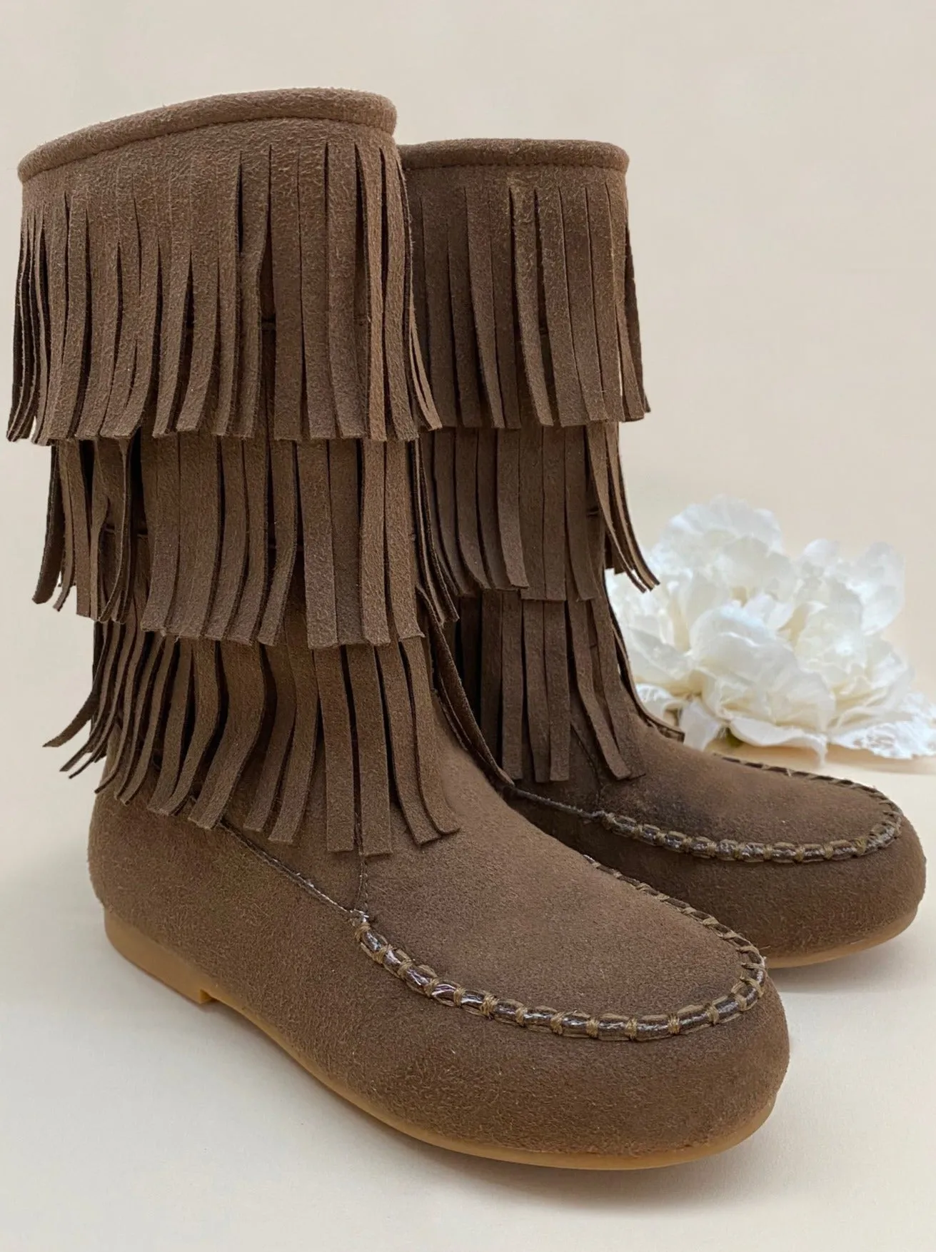 BROWN FRINGE BOOTS