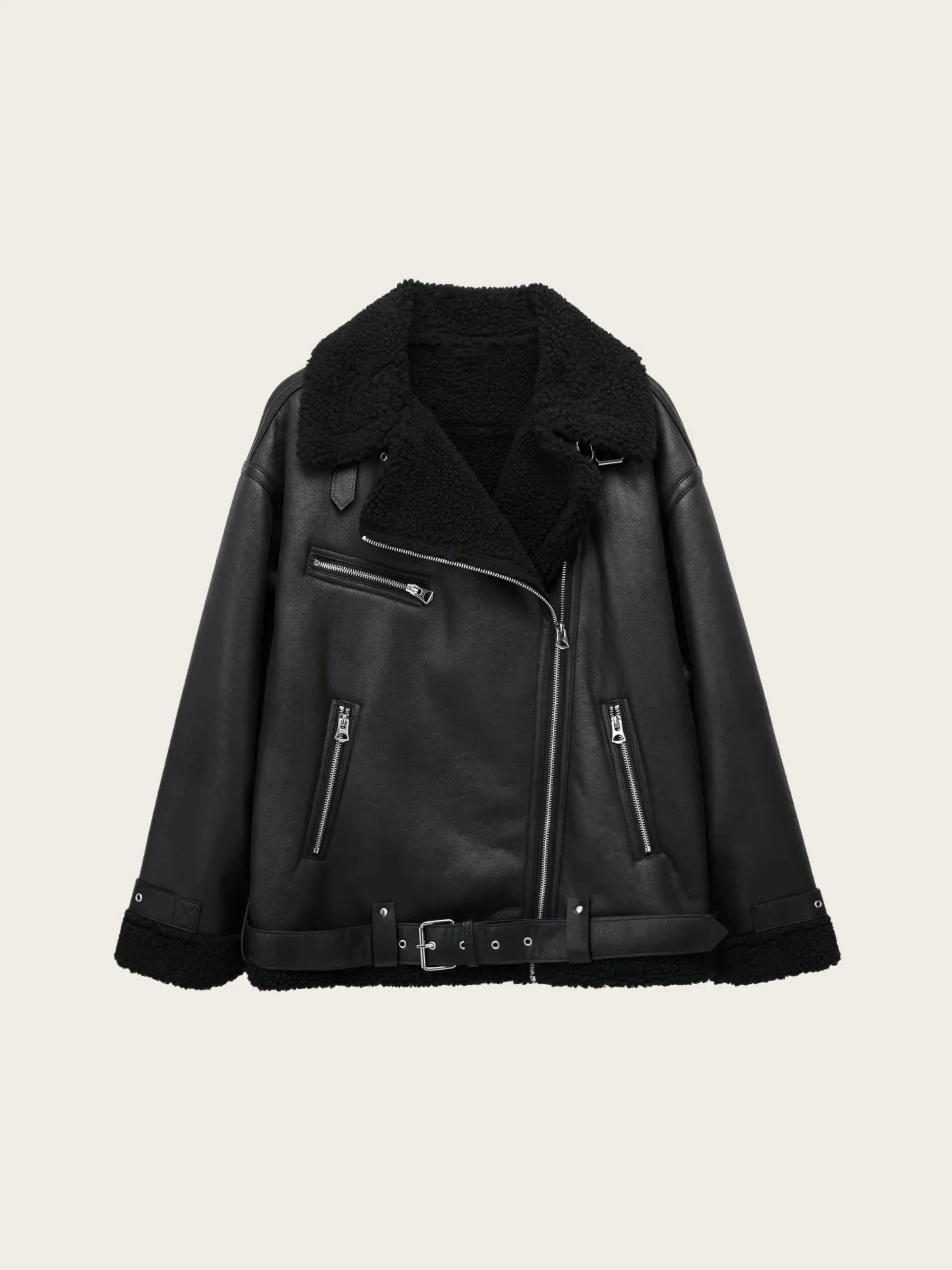 Brylei Faux Leather Shearling Jacket