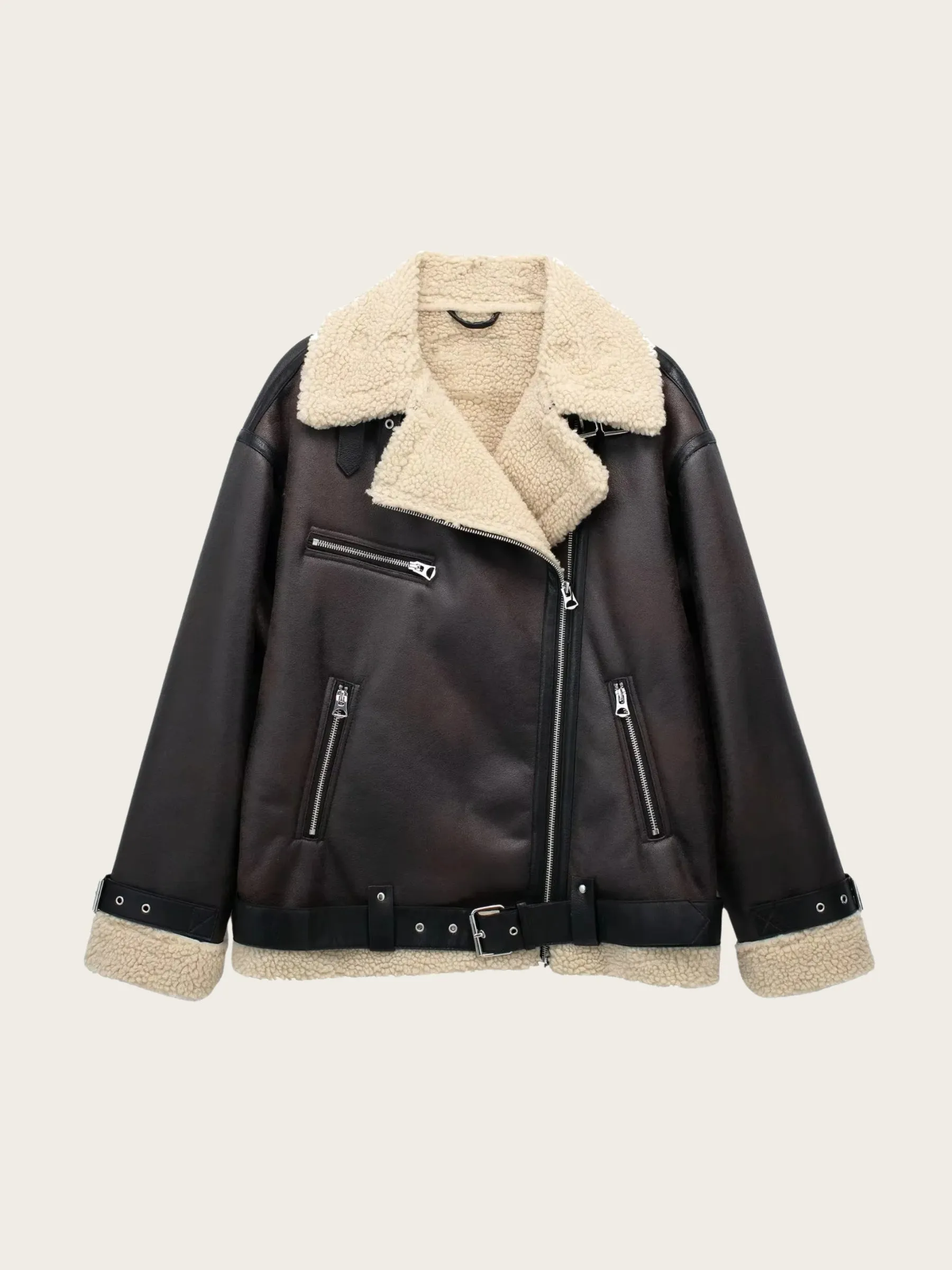 Brylei Faux Leather Shearling Jacket