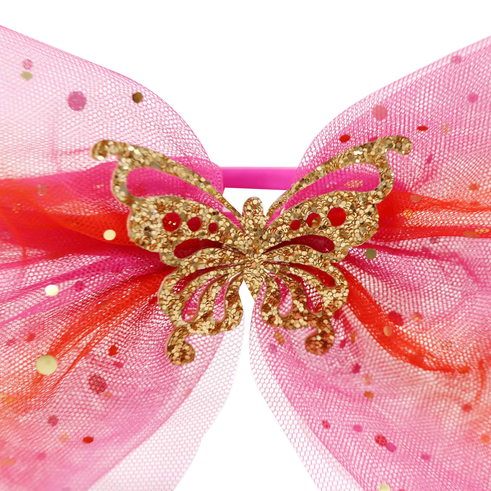 Butterfly Glitter Hot Pink & Gold 
Bow Headband