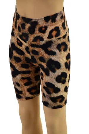 Childrens Unisex Bike Shorts in Leopard Print