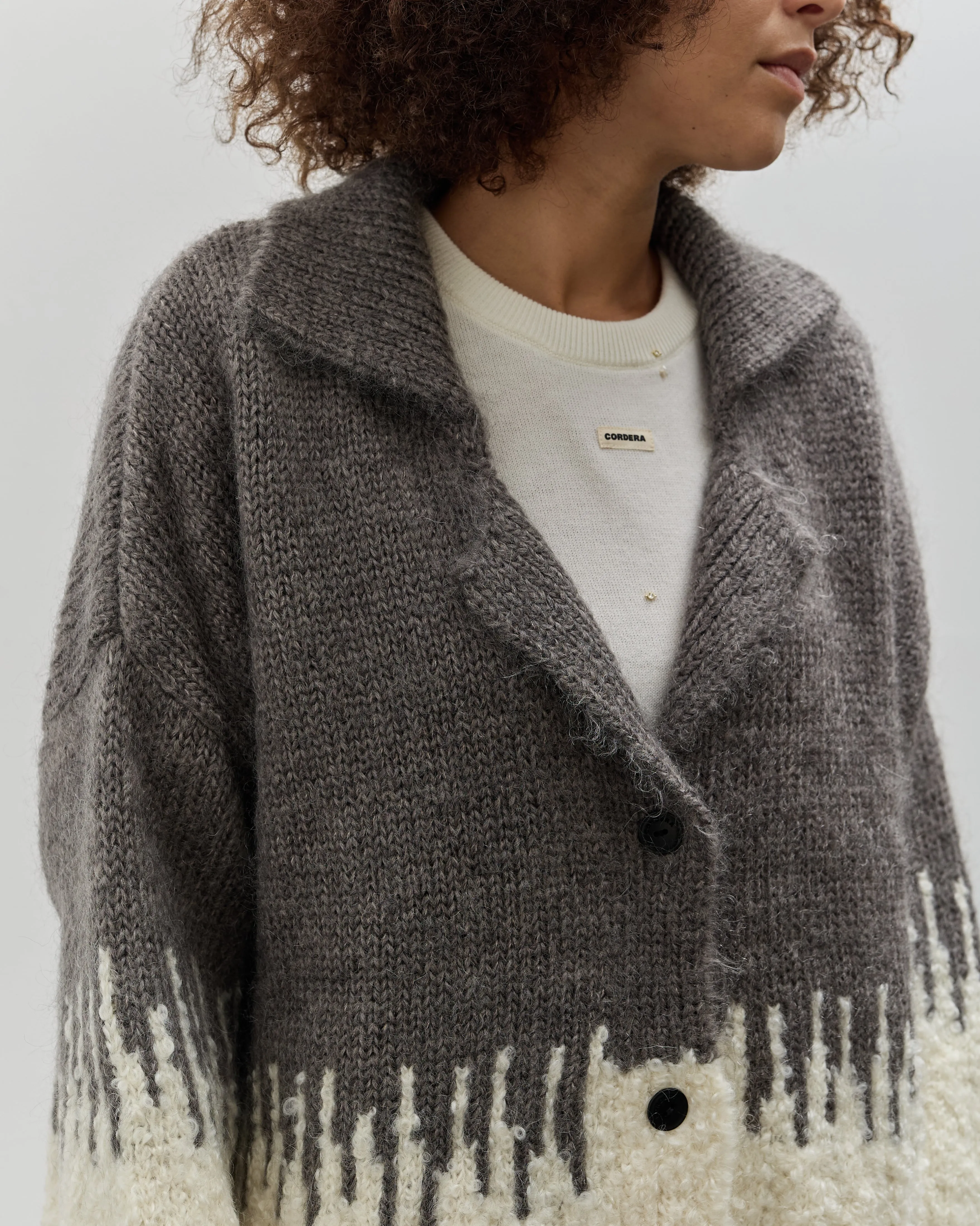 Cordera Silk & Mohair Textured Jacket, Grey Multi