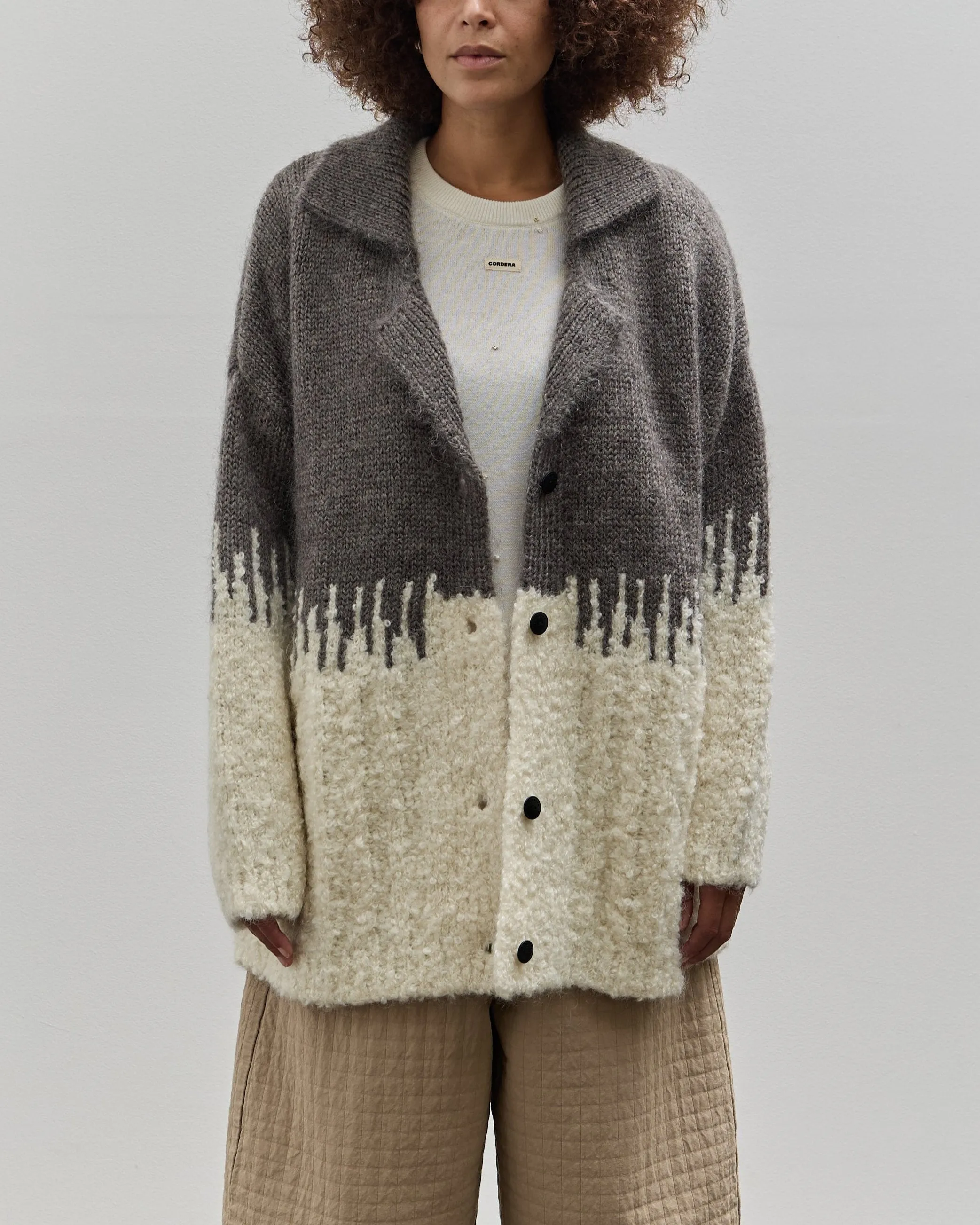 Cordera Silk & Mohair Textured Jacket, Grey Multi