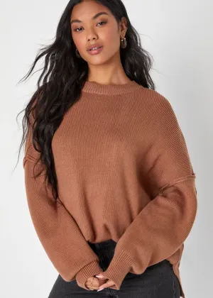 Coziest Option Oversized Pullover - Toffee