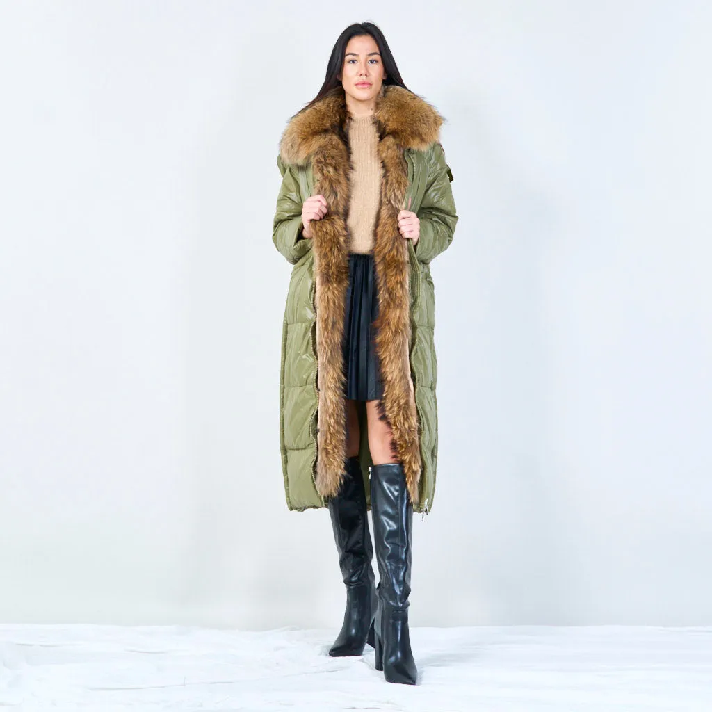 Cozy quilted duck down coat with fur collar wholesale