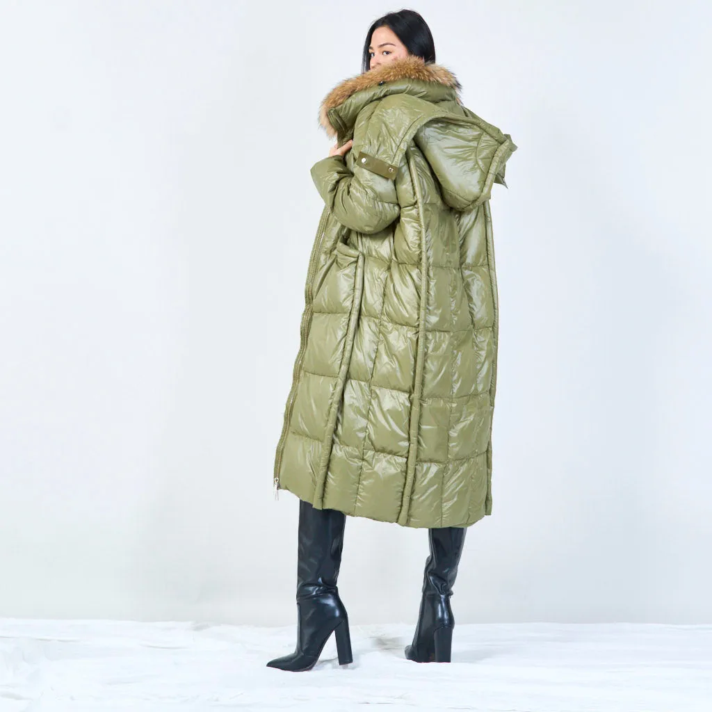 Cozy quilted duck down coat with fur collar wholesale