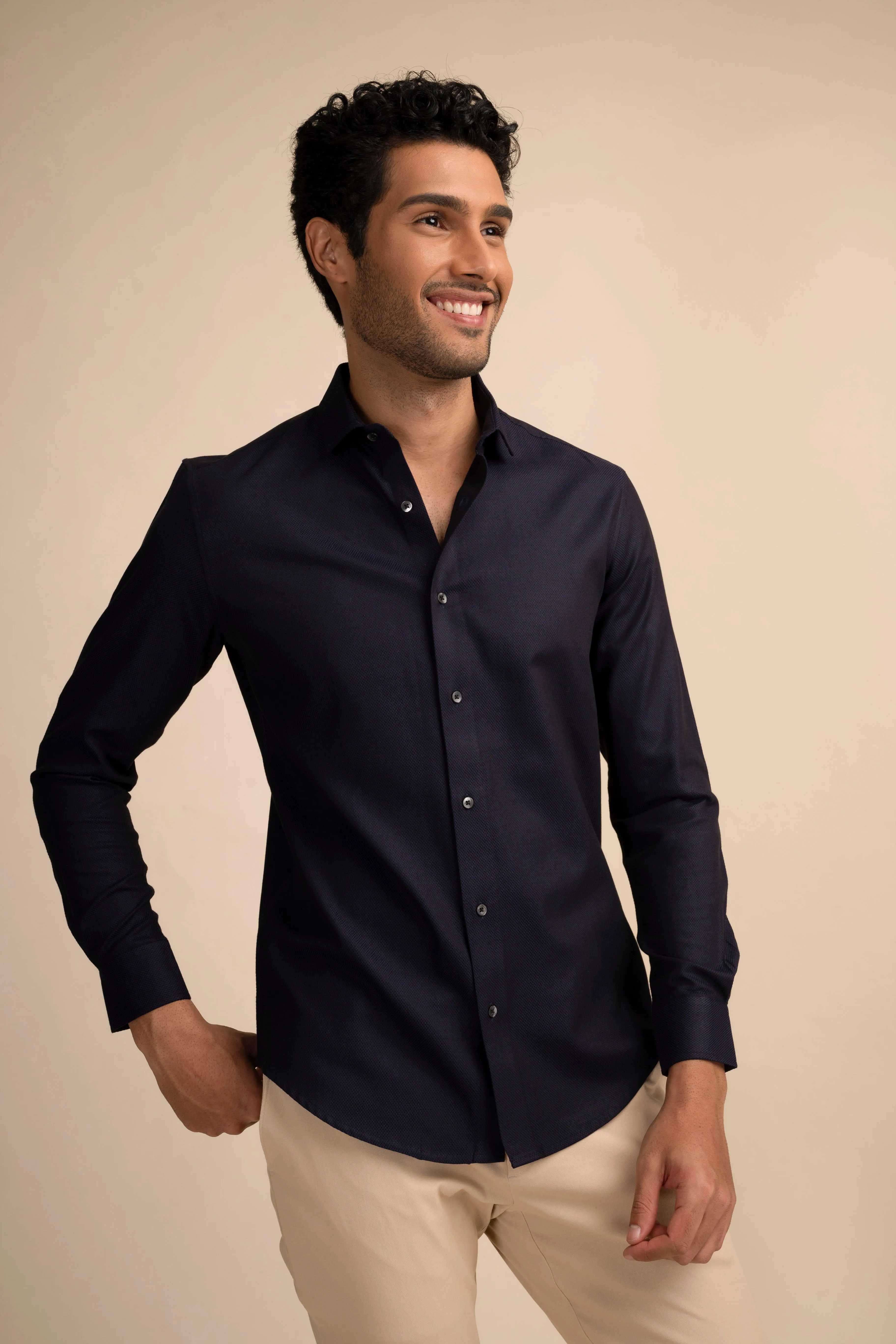 Deep Navy Micro Dot Shirt EOSS