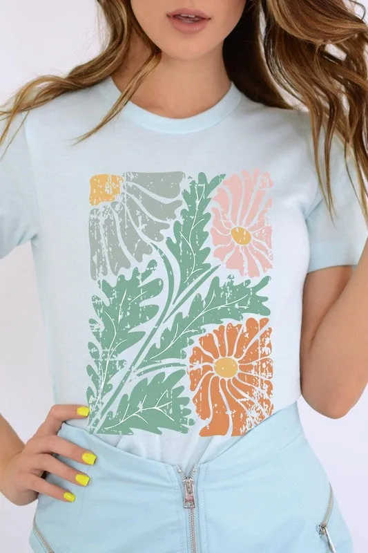 Distressed Boho flower Graphic T Shirts