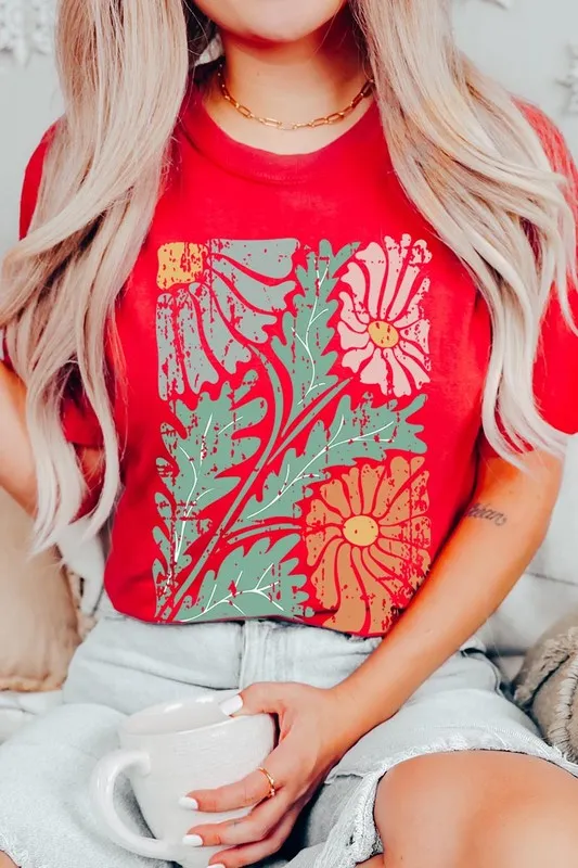 Distressed Boho flower Graphic T Shirts