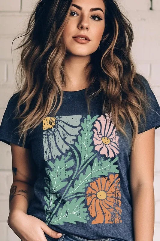 Distressed Boho flower Graphic T Shirts