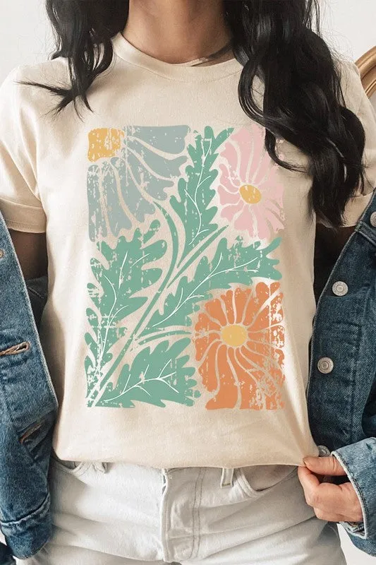 Distressed Boho flower Graphic T Shirts