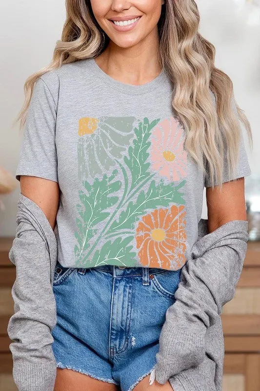 Distressed Boho flower Graphic T Shirts