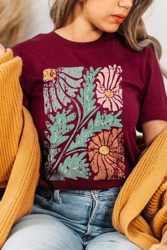 Distressed Boho flower Graphic T Shirts