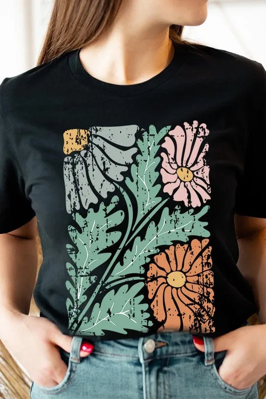 Distressed Boho flower Graphic T Shirts