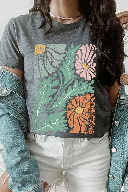 Distressed Boho flower Graphic T Shirts