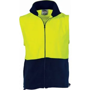 Dnc Workwear Hi-vis Two Tone Full Zip Polar Fleece Vest - 3828