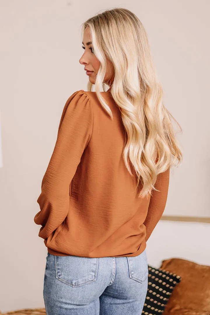 Don't Slip Away Mock Neck Top | Copper