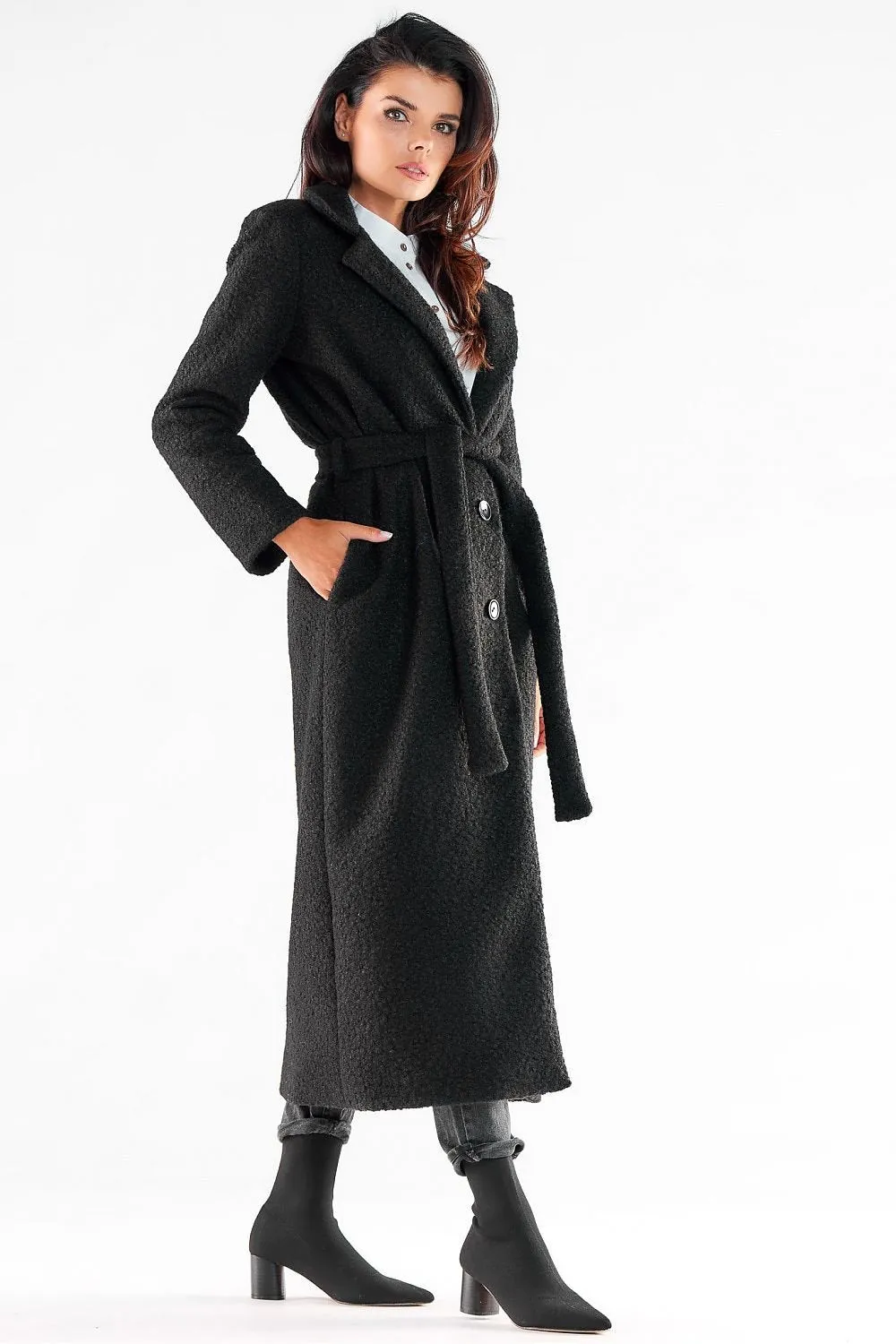 Elegant Belted Maxi Coat