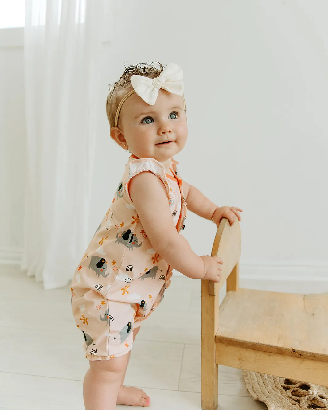 Elephant Ruffled Short Romper (Organic Cotton)