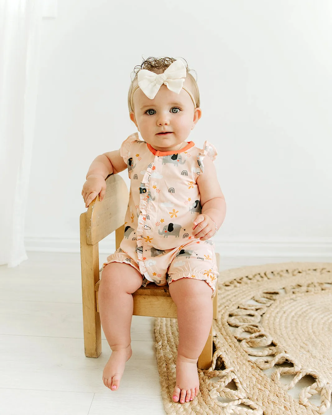 Elephant Ruffled Short Romper (Organic Cotton)