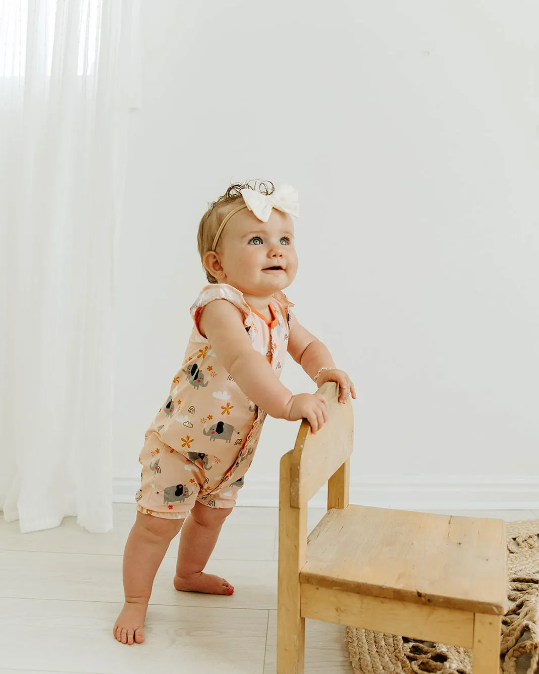 Elephant Ruffled Short Romper (Organic Cotton)