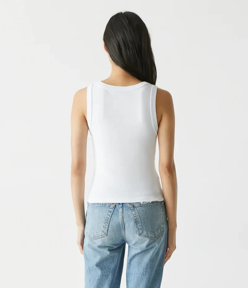 Elodie Cropped Scoop Neck Tank | White, Cement, Rose