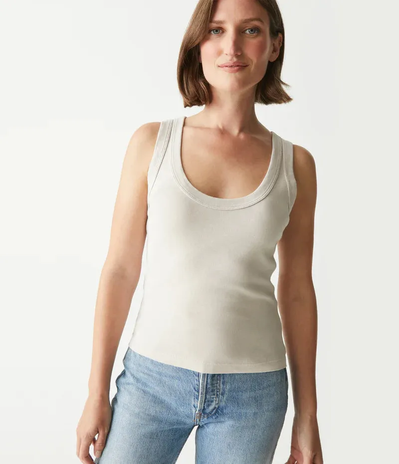 Elodie Cropped Scoop Neck Tank | White, Cement, Rose