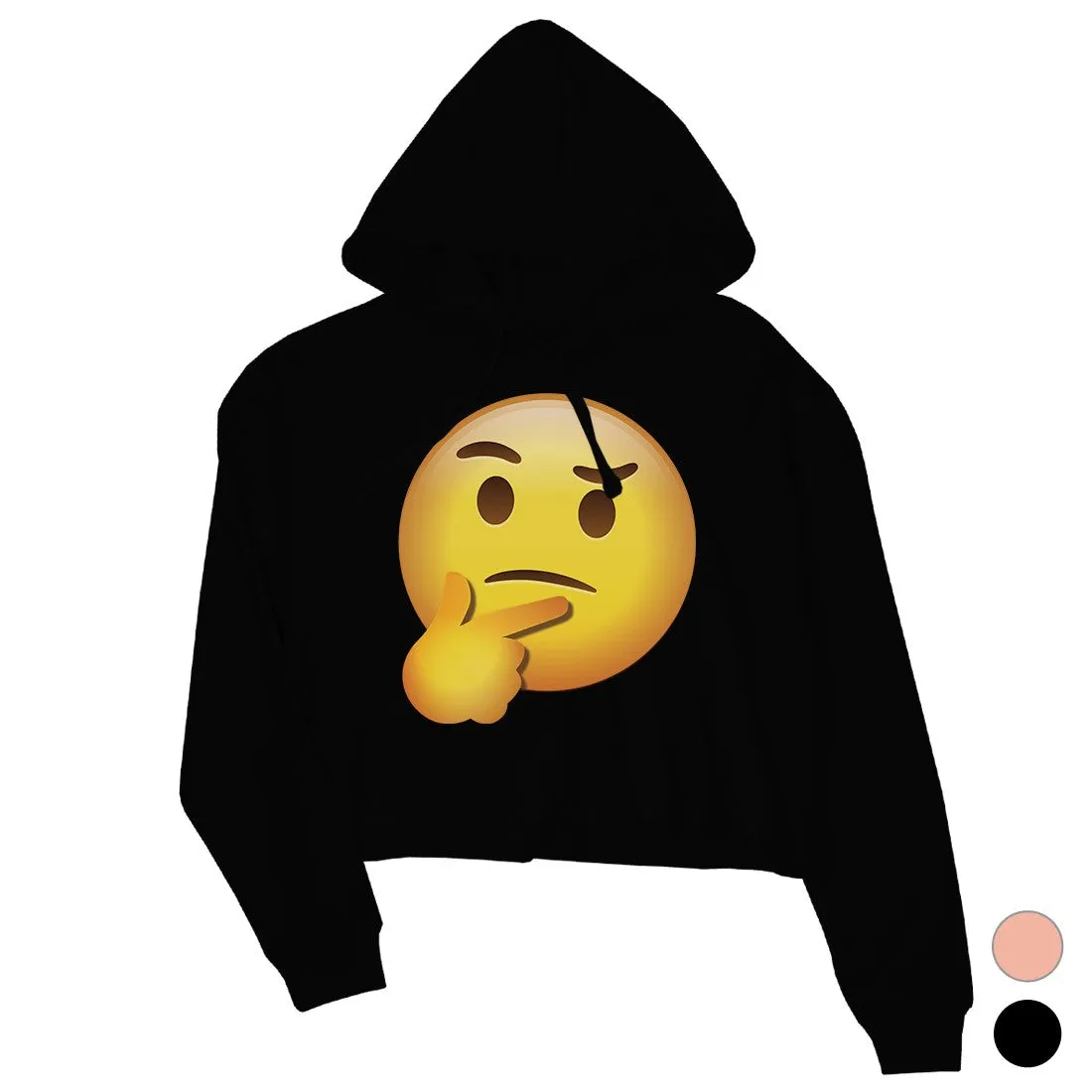 Emoji-Thinking Womens Crop Hoodie Fun Thoughtful Halloween Costume