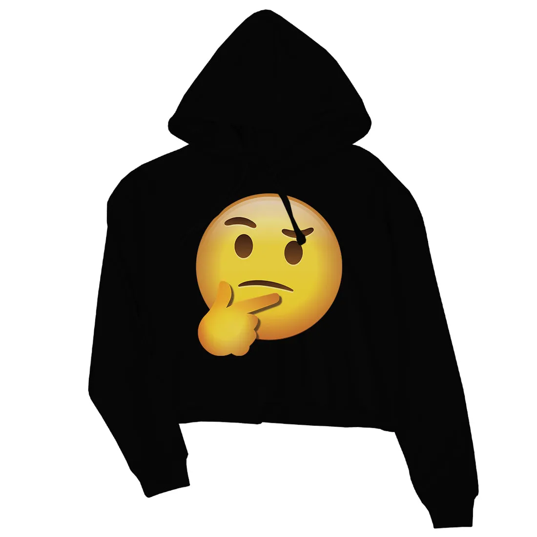 Emoji-Thinking Womens Crop Hoodie Fun Thoughtful Halloween Costume