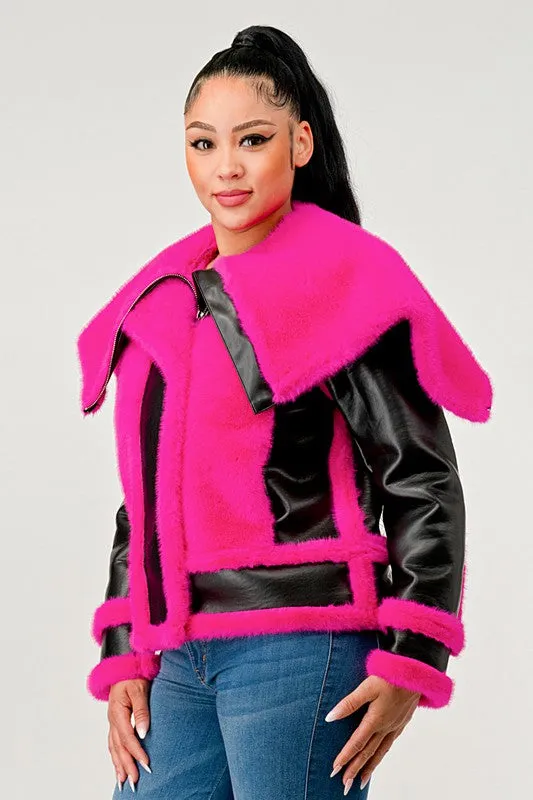 Faux Fur Aviator Jacket