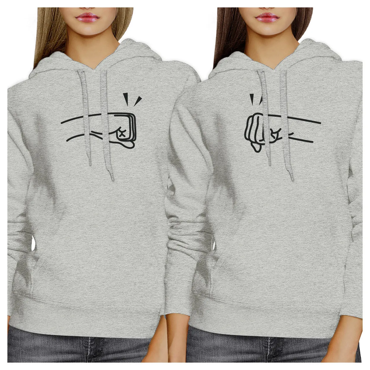 Fists Pound BFF Matching Grey Hoodies