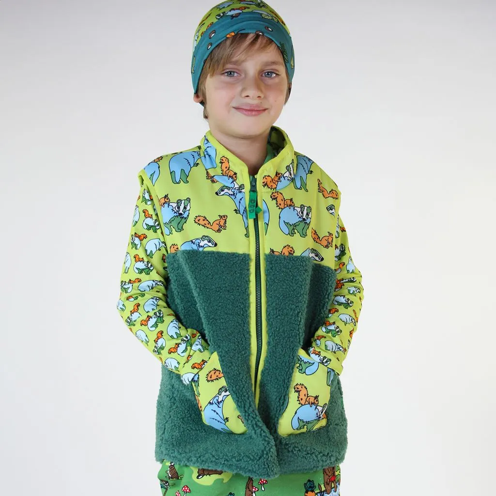 Fleece Badger and Squirrel Vest in Pear Green - 1 Left Size 4-5 years