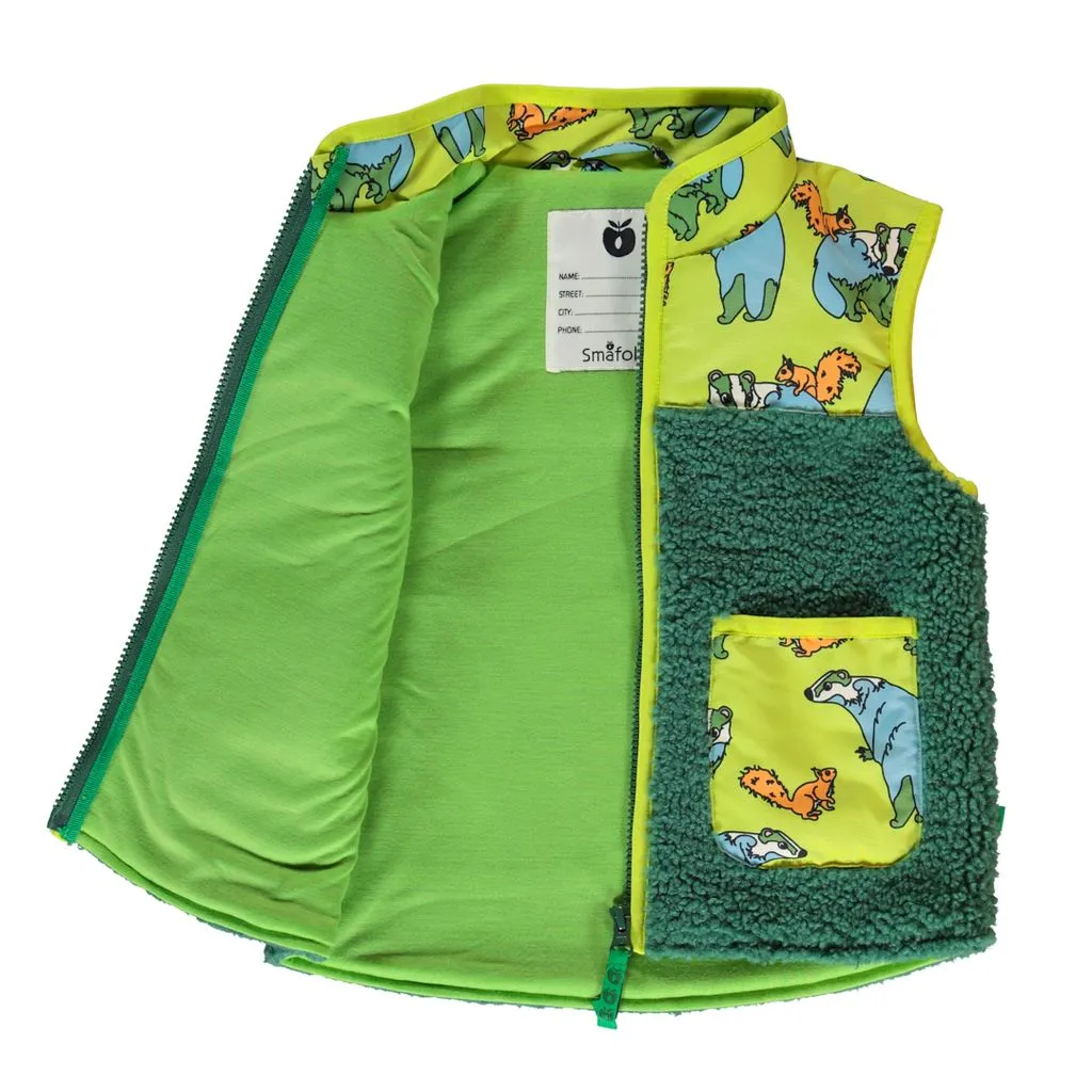 Fleece Badger and Squirrel Vest in Pear Green - 1 Left Size 4-5 years